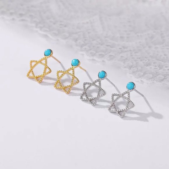 Jewelry - Turquoise Star S925 Dainty Earrings